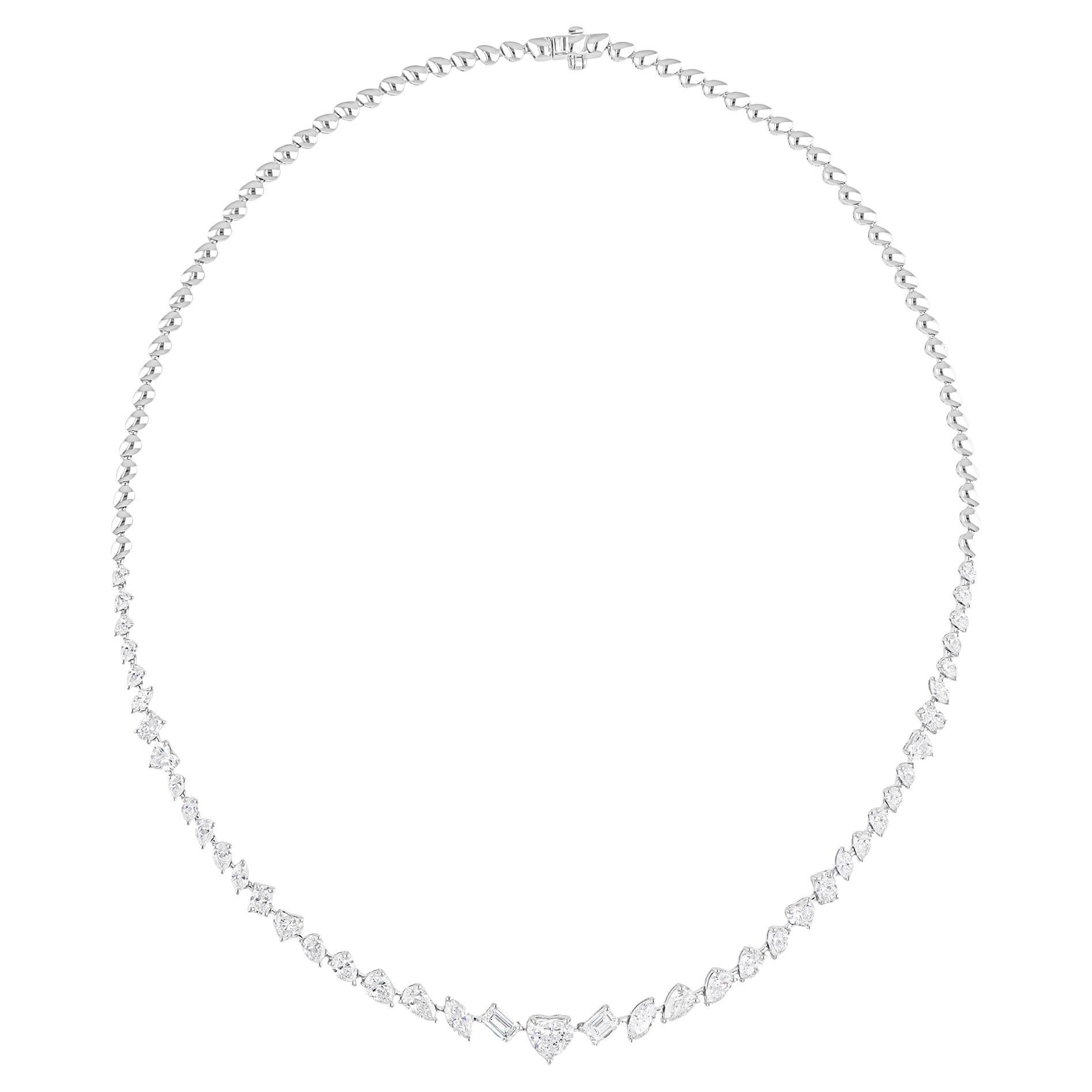 Collana a catena con diamanti naturali da 7,89 carati in oro bianco 14k Tutte le tariffe pagate