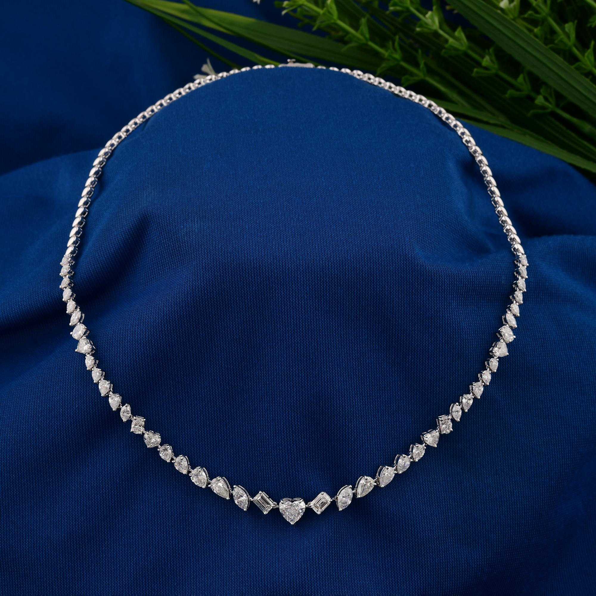 Taglio misto Collana a catena con diamanti naturali da 7,89 carati in oro bianco 18 carati Tutte le tariffe pagate in vendita