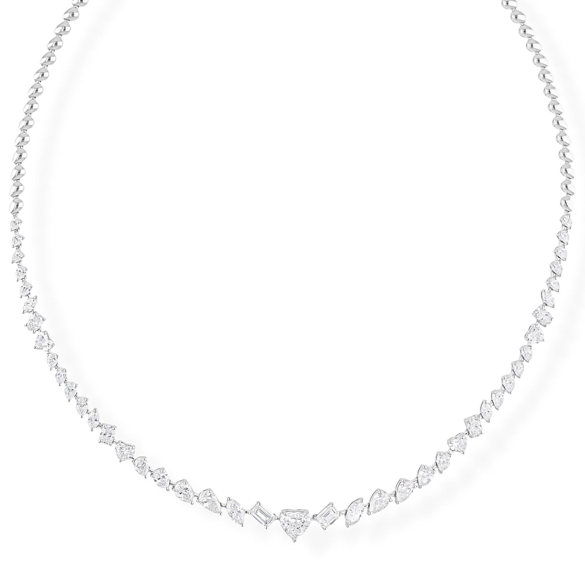 Collana a catena con diamanti naturali da 7,89 carati in oro bianco 18 carati Tutte le tariffe pagate in vendita 1