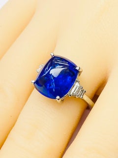 7.89 Ct AIGS Certificate Royal Blue Sapphire Ring Cabochon sugaloaf gemstone