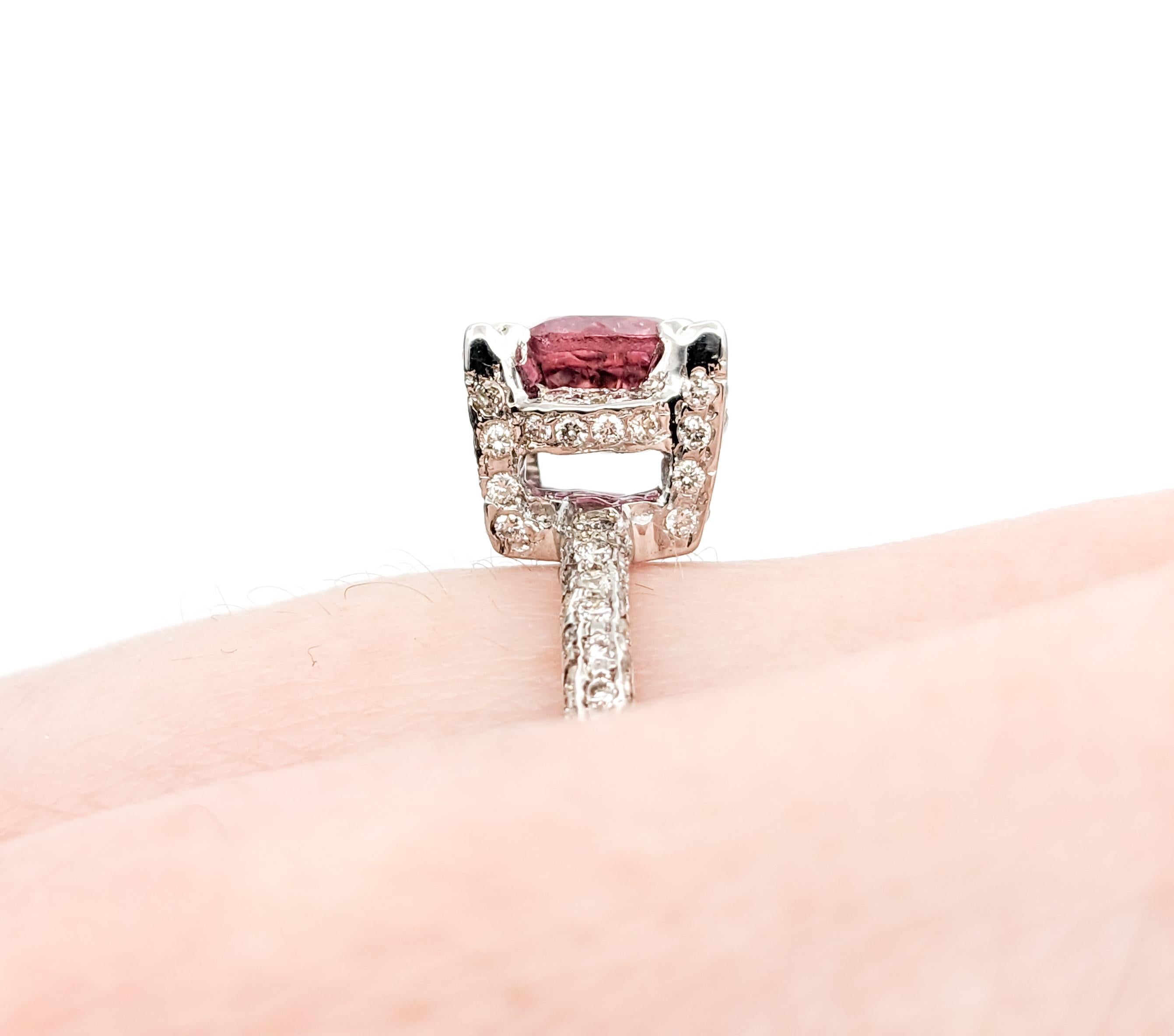 .78ct Pink Tourmaline & .75ctw Diamonds Ring In White Gold For Sale 4