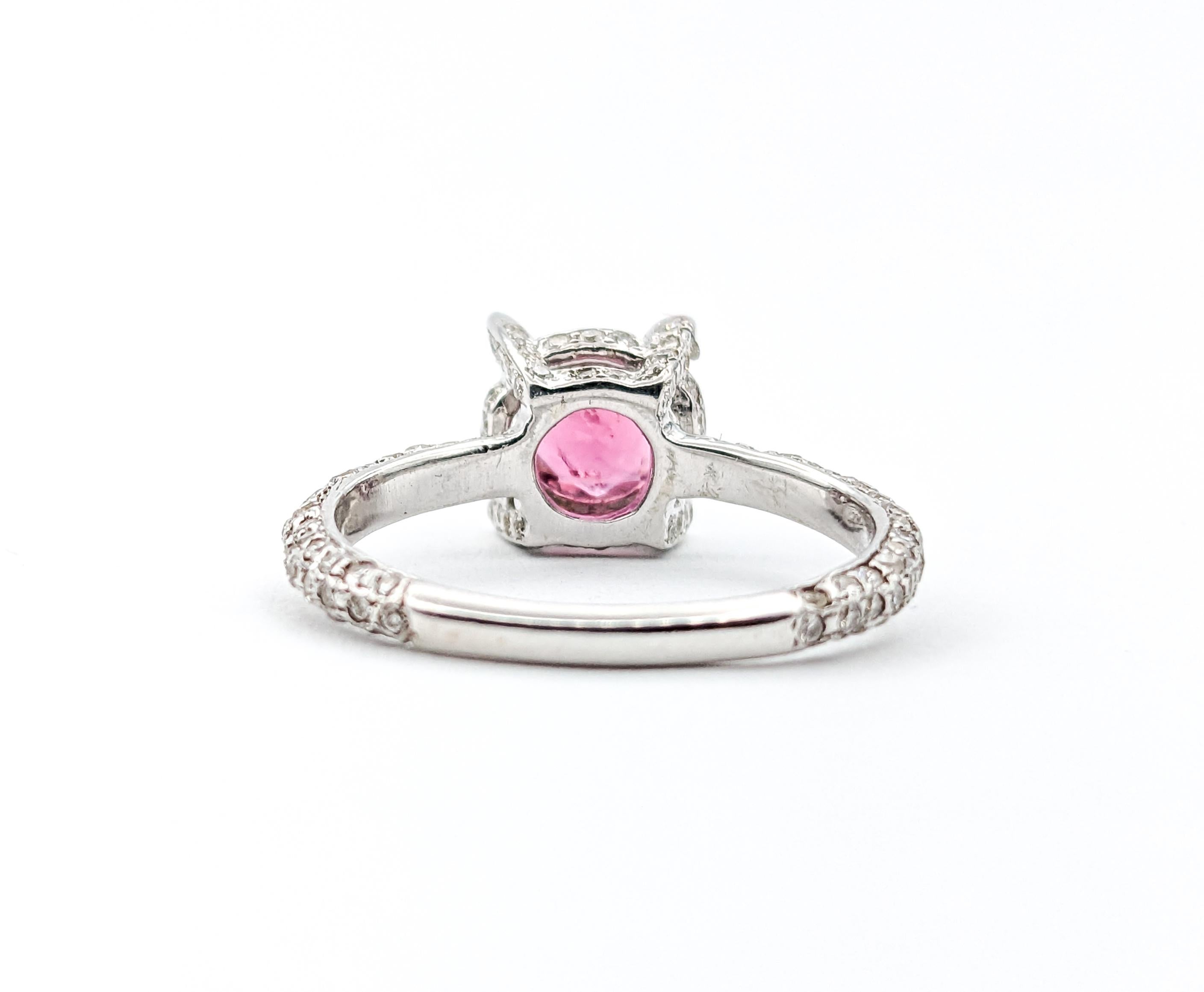 .78ct Pink Tourmaline & .75ctw Diamonds Ring In White Gold For Sale 6