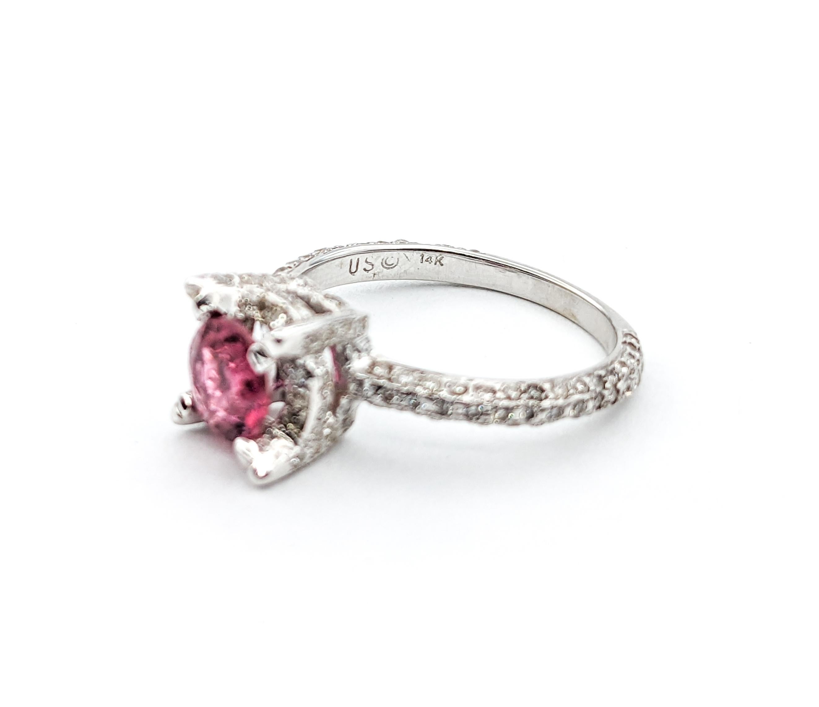.78ct Pink Tourmaline & .75ctw Diamonds Ring In White Gold In Excellent Condition For Sale In Bloomington, MN