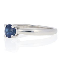 .78 Carat Round Cut Sapphire and Diamond Ring, Platinum Cathedral Mount