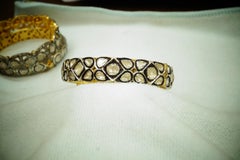 7,8 Zoll viktorianische natürliche Diamanten 18k Gold Silber Doppelton-Armband mit natürlichen Diamanten
