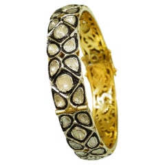 7.8"inches Victorian Natural diamonds 18k gold silver double tone bracelet