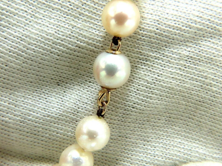 Natural Japanese Akoya Pearls Necklace 14 Karat at 1stDibs