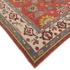 7.8x10 ft Hand Knotted Oushak Rug, Custom Size & Colors, Red Wool Area Rug