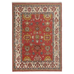 7.8x10 ft Hand Knotted Oushak Rug, Custom Size & Colors, Red Wool Area Rug