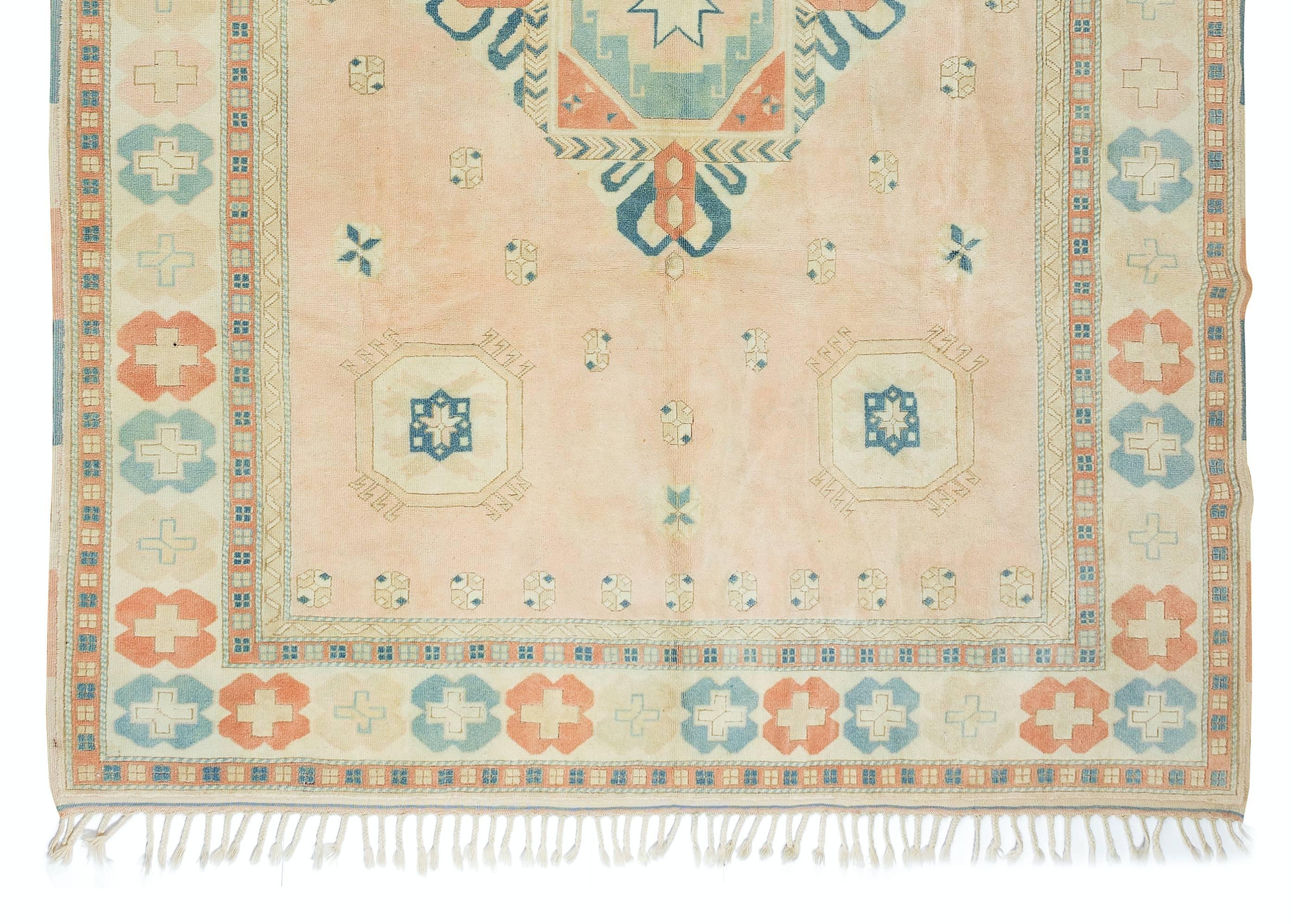 Hand-Woven 7.8x10 Ft Modern Handmade Area Rug, Handmade Geometric Design Carpet, All Wool For Sale