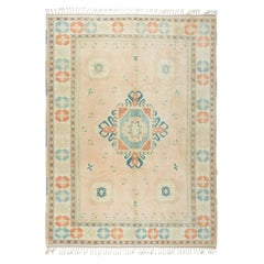 7.8x10 Ft Vintage Antique Washed Oushak Rug, Handmade Geometric Design Carpet