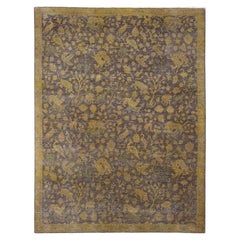 7'8 "x10'1" Brown Overdyed Persian Design Hunting Scene All Wool Hand Knotsted Rugs