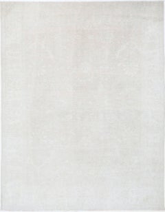 7.8x10.2 ft Hand Knotted Large Area Rug for Living Room. Beige 100% Wool Carpet