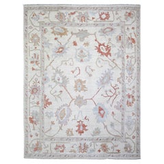 7'8"x10'2" Ivory Hand Knotted Afghan Angora Oushak Pure Wool Oriental Rug