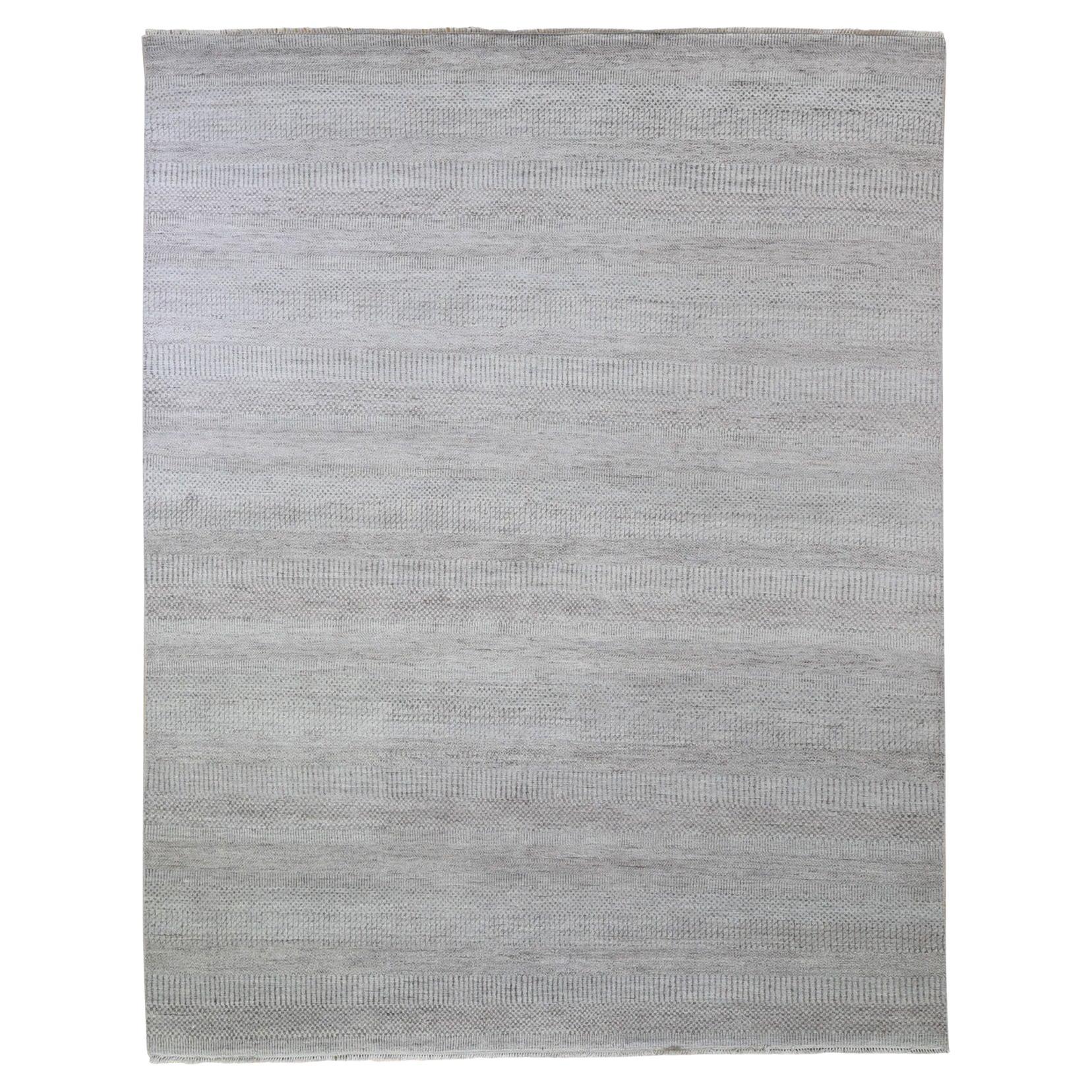 7'8 "x10'3" Silver Grass Design Tappeto orientale in lana e seta annodato a mano in vendita