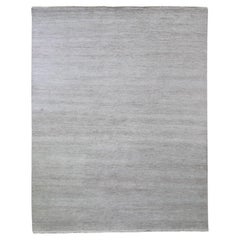 7'8 "x10'3" Silver Grass Design Tappeto orientale in lana e seta annodato a mano