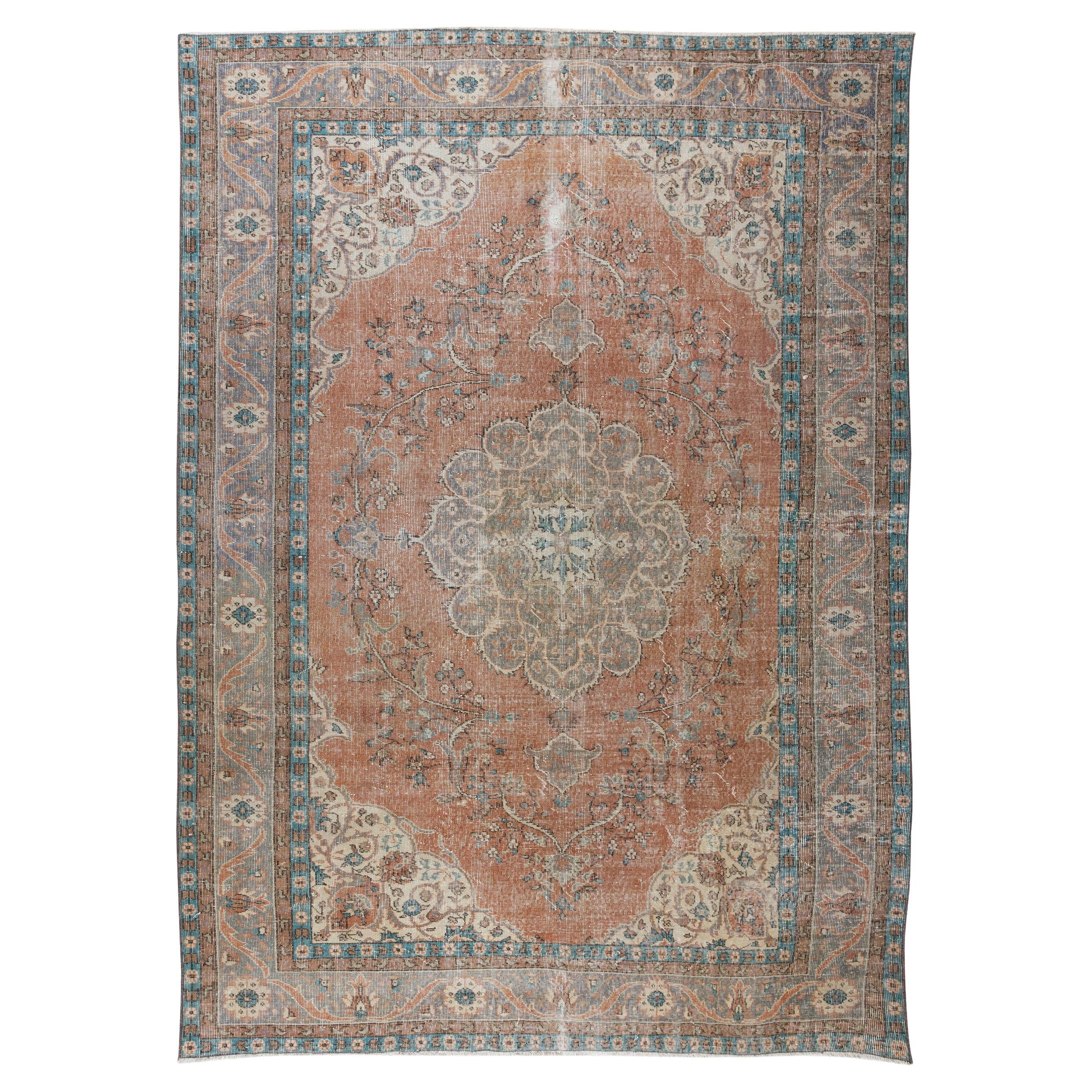 One-of-a-kind Turkish Old Rug, Traditional Handmade Vintage Carpet