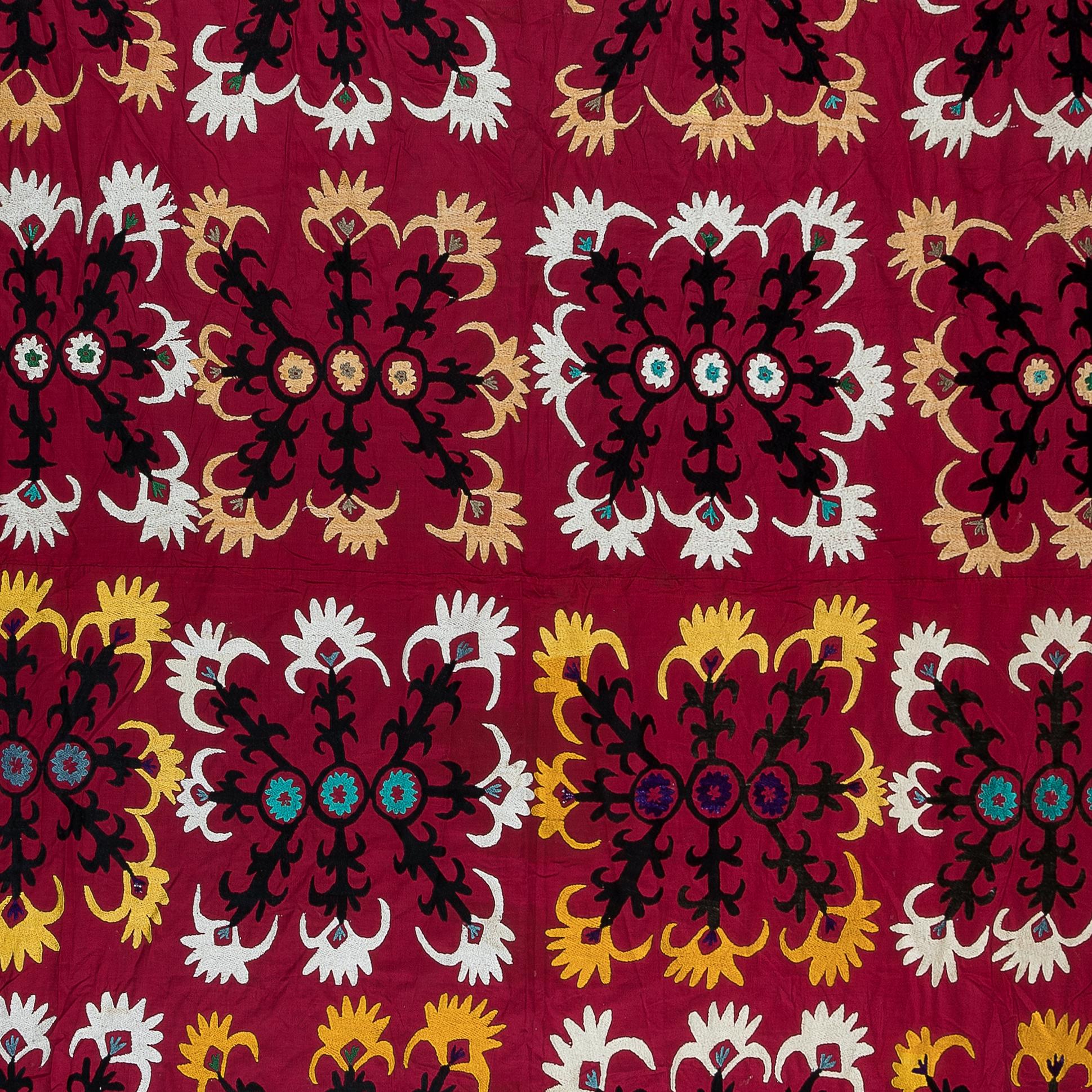 Suzani, a Central Asian term for a specific type of needlework, is also the broader name for the hugely popular decorative pieces of textile that feature this needlework in vivid colors with bold, expressive floral and botanical designs, natural