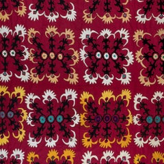 7,8x10.7 Fuß Seide Handstickerei Bettbezug, Usbekistaner Überwurf in Rot, Vintage-Deckendecke