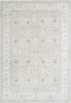 7.8x11 ft Handknotted Wool Large Area Rug for Living Room. Floral Pattern Carpet