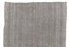 7.8x11.5 Ft Natural Goat Wool and Hemp Turkish Kilim, Light Gray & Brown Rug