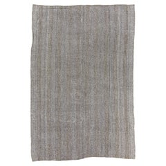 7.8x11.5 Ft Natural Goat Wool and Hemp Turkish Kilim, Light Gray & Brown Rug