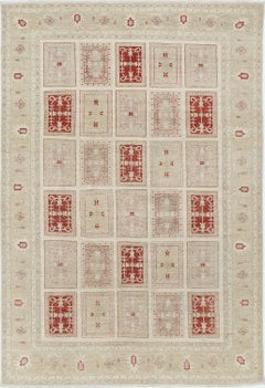 Alfombra decorativa grande de lana de 7,8x11,6 pies. Alfombra anudada a mano para salón