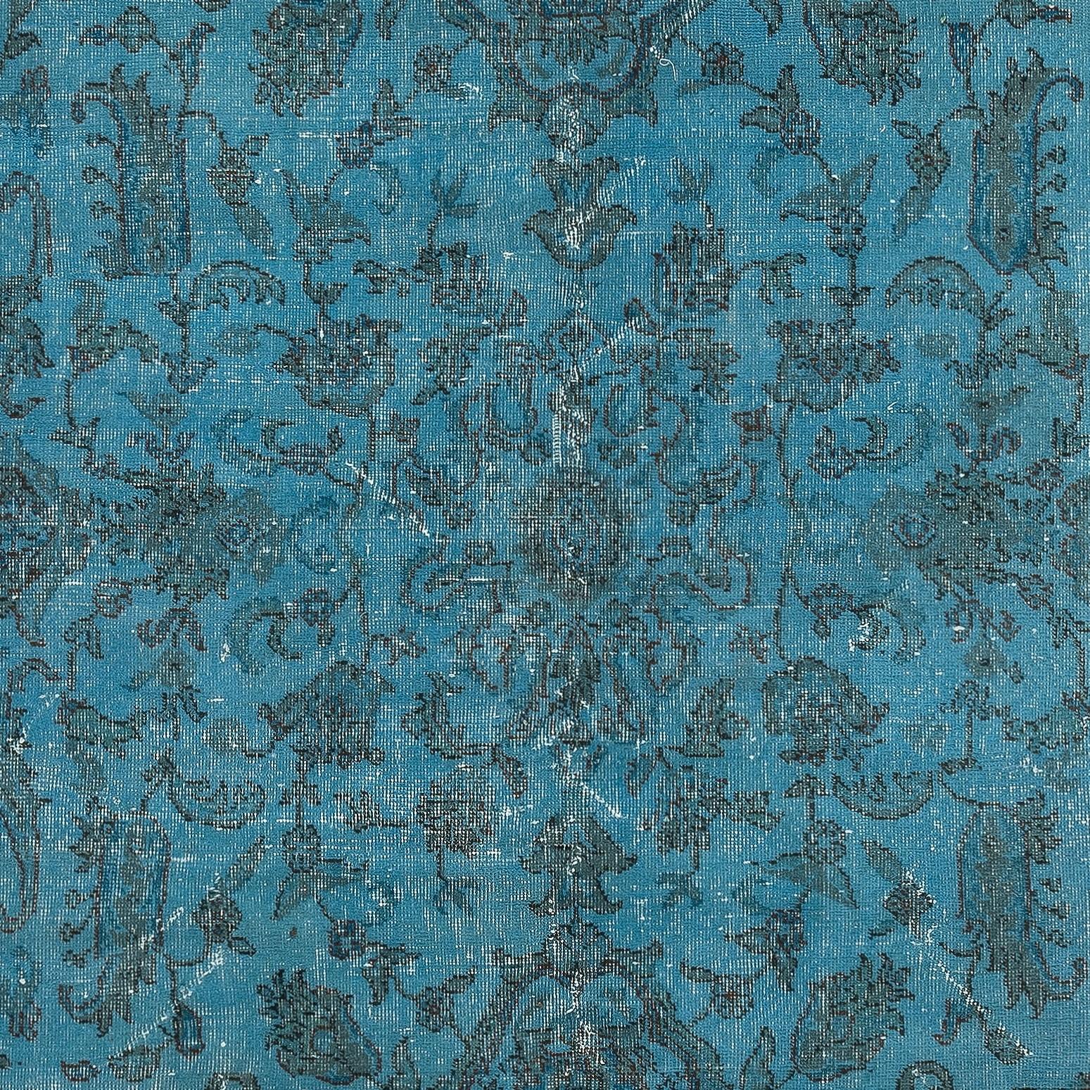 Annodato a mano Tappeto grande 7,8x12,4 Ft fatto a mano. Tappeto da salotto blu con design floreale in vendita