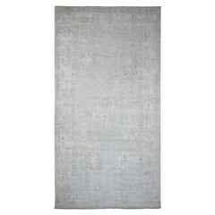 7'8 "x14'10" Grigio Annodato a mano Afgano Angora Oushak 100% Lana Tappeto Orientale Runner