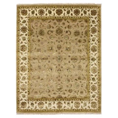 7'8 "x9'10" Braun Rajasthan mit Blatt-Design Handgeknüpft Wolle & Seide Orientalisch