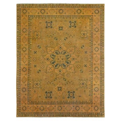 7'8 "x9'10" Tapis en laine surteinte Honey Brown Kazak Flower Design noué à la main
