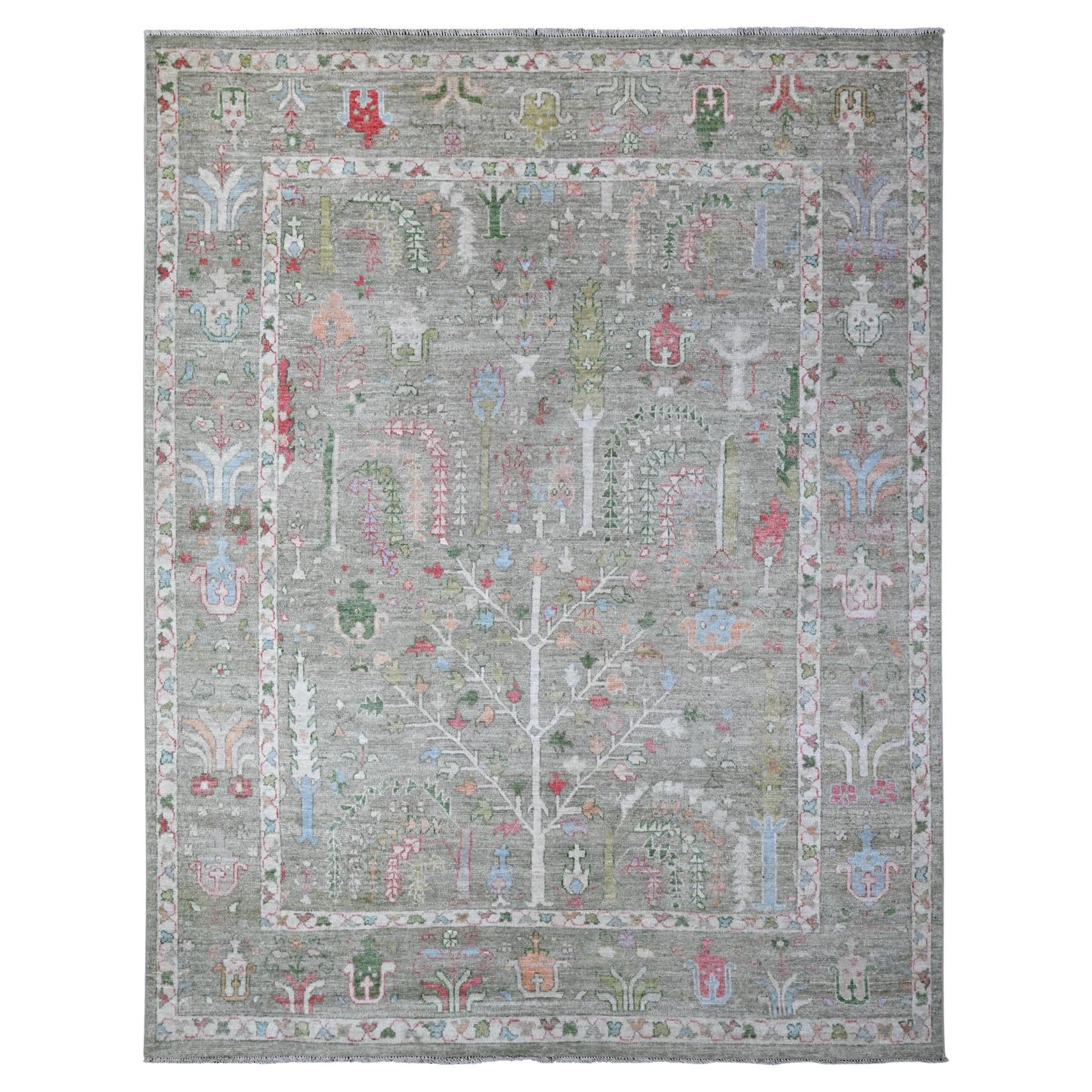 7
8 "x9
10" Reseda Gray Tapis d
Orient Afghan Angora Oushak à poils souples, noué à la main