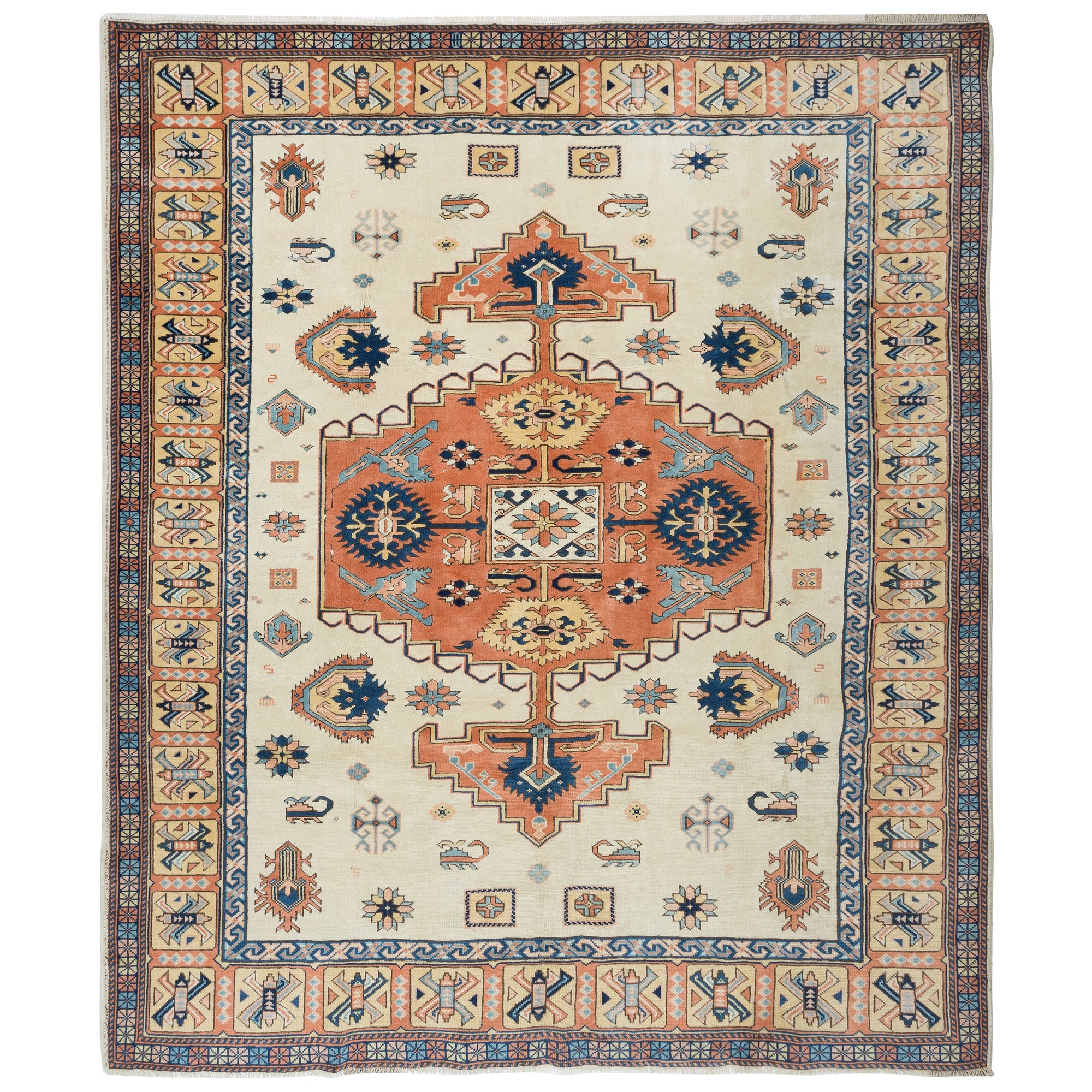 7.8x9.2 Ft Modernity Rug, Handmade Carpet with Medallion, 100% Wool (Tapis turc fait à la main avec médaillon)