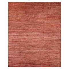 7'8"x9'8" Red Plain Solid Pattern Hand Knotted Hand Spun Ghazni Wool Rug