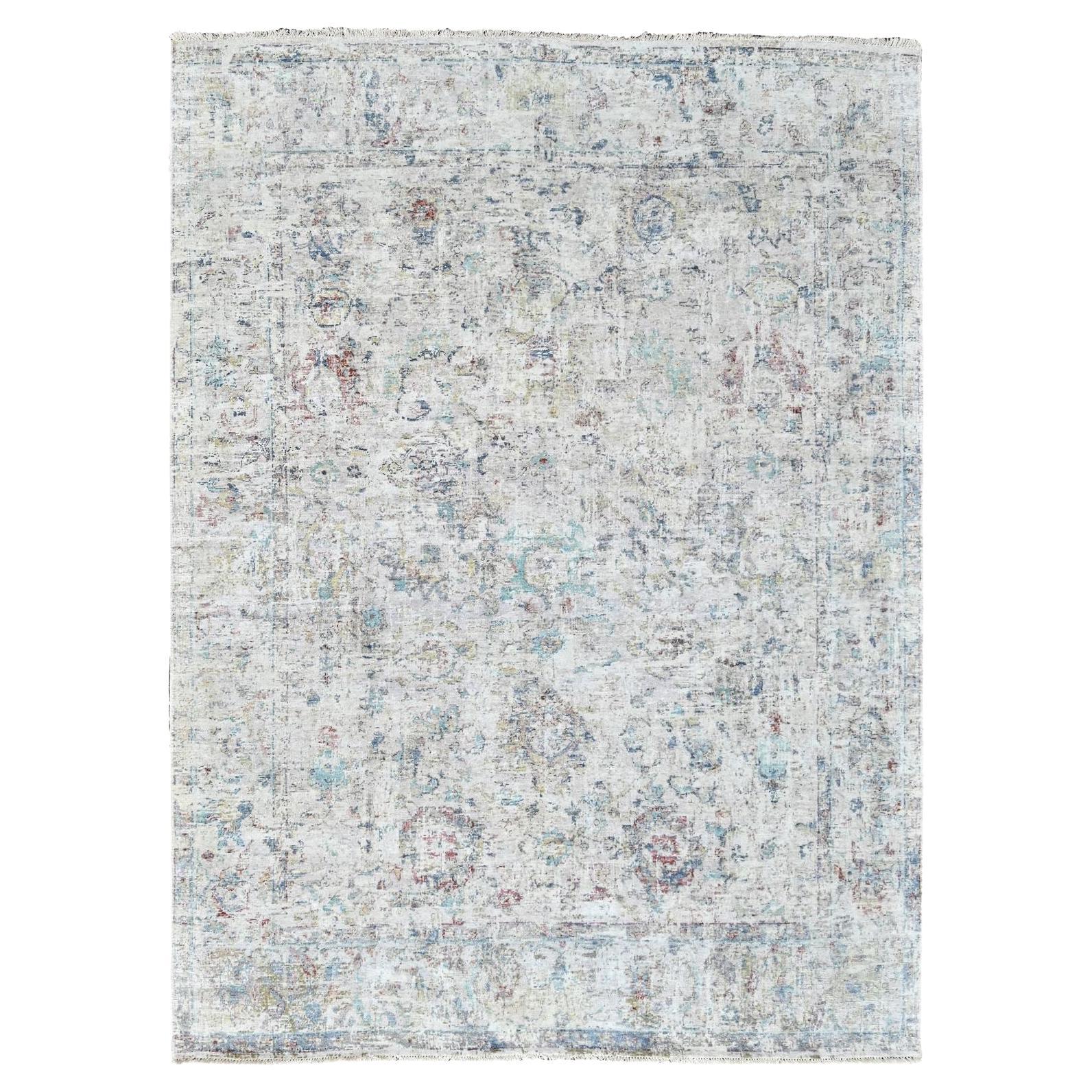 7
8 "x9
9" Tapis en laine nouée à la main 7
8 "x9
9" Tabriz Design/One blanc antique à poils nuls