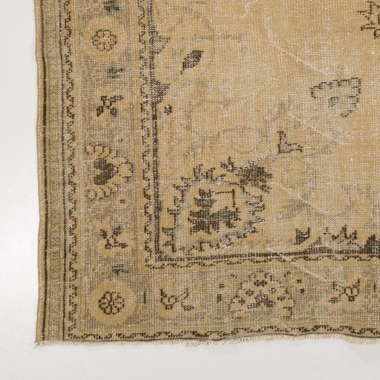 Hand-Knotted 8x10 Ft One-of-a-Kind Hand knotted Vintage Anatolian Oushak Rug in Muted Colors For Sale