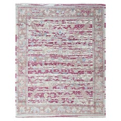 7'8"x9'9" Red Antiqued Zoroastrian Heris Design Hand Knotted Wool Oriental Rug