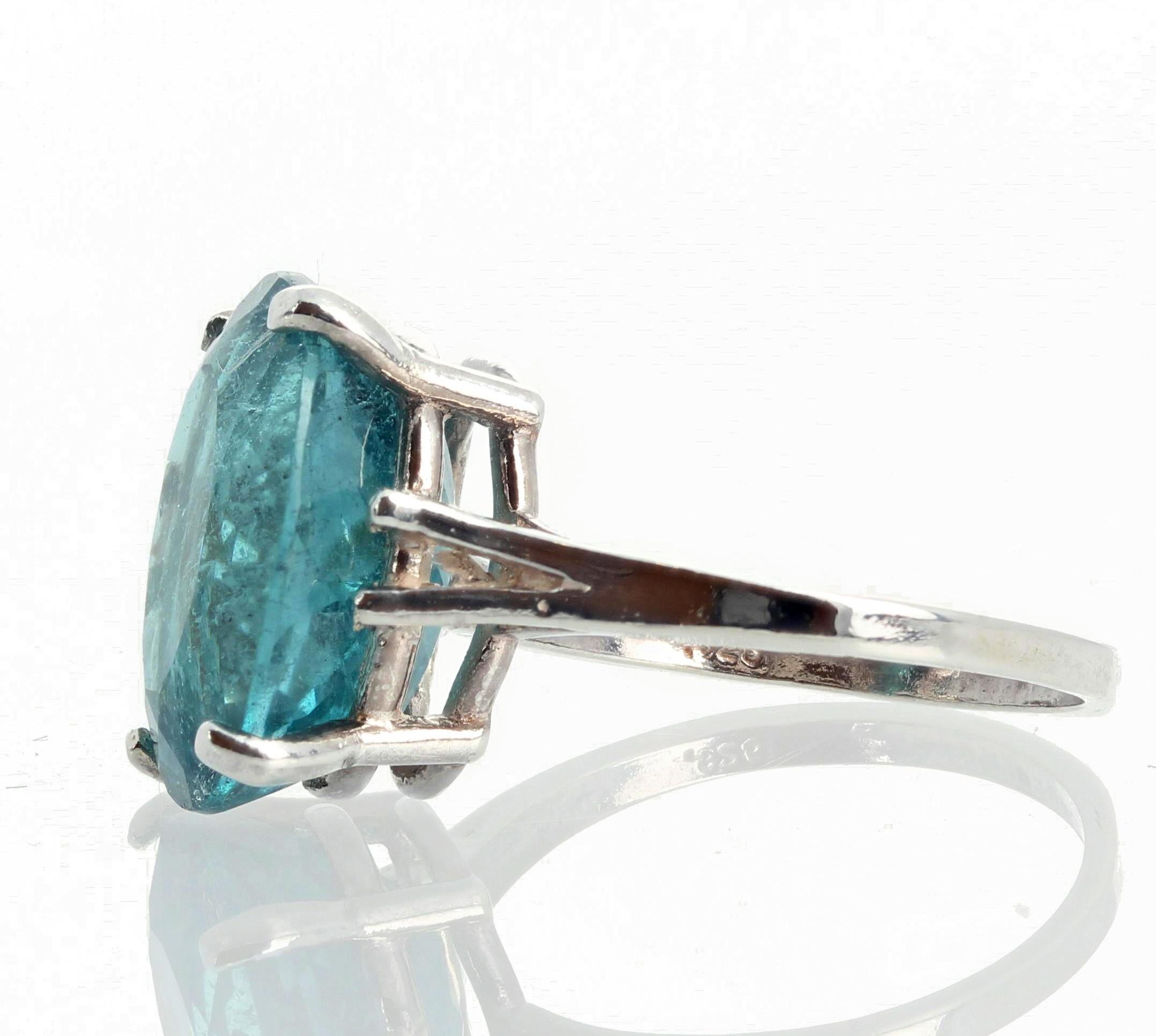 Gemjunky Rare 7.9 Cts Blue Indicolite Tourmaline Sterling Silver Cocktail Ring 1