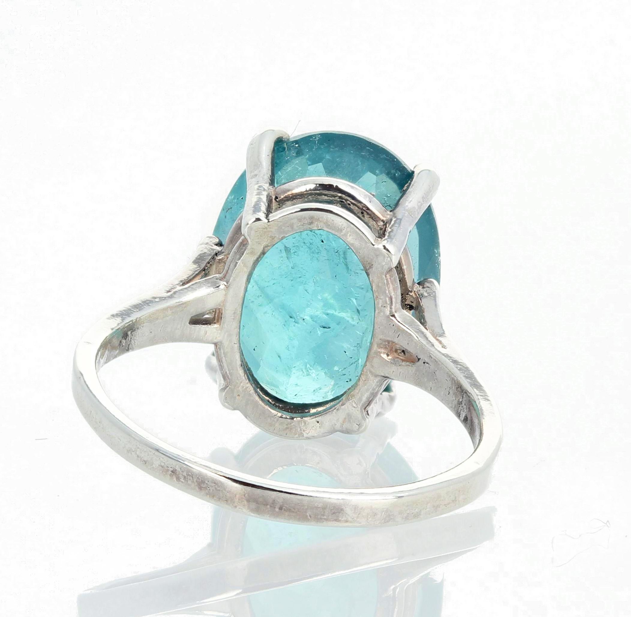 Gemjunky Rare 7.9 Cts Blue Indicolite Tourmaline Sterling Silver Cocktail Ring 2