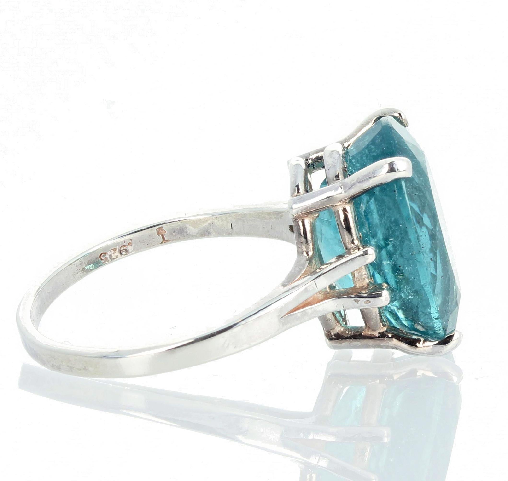Gemjunky Rare 7.9 Cts Blue Indicolite Tourmaline Sterling Silver Cocktail Ring 3
