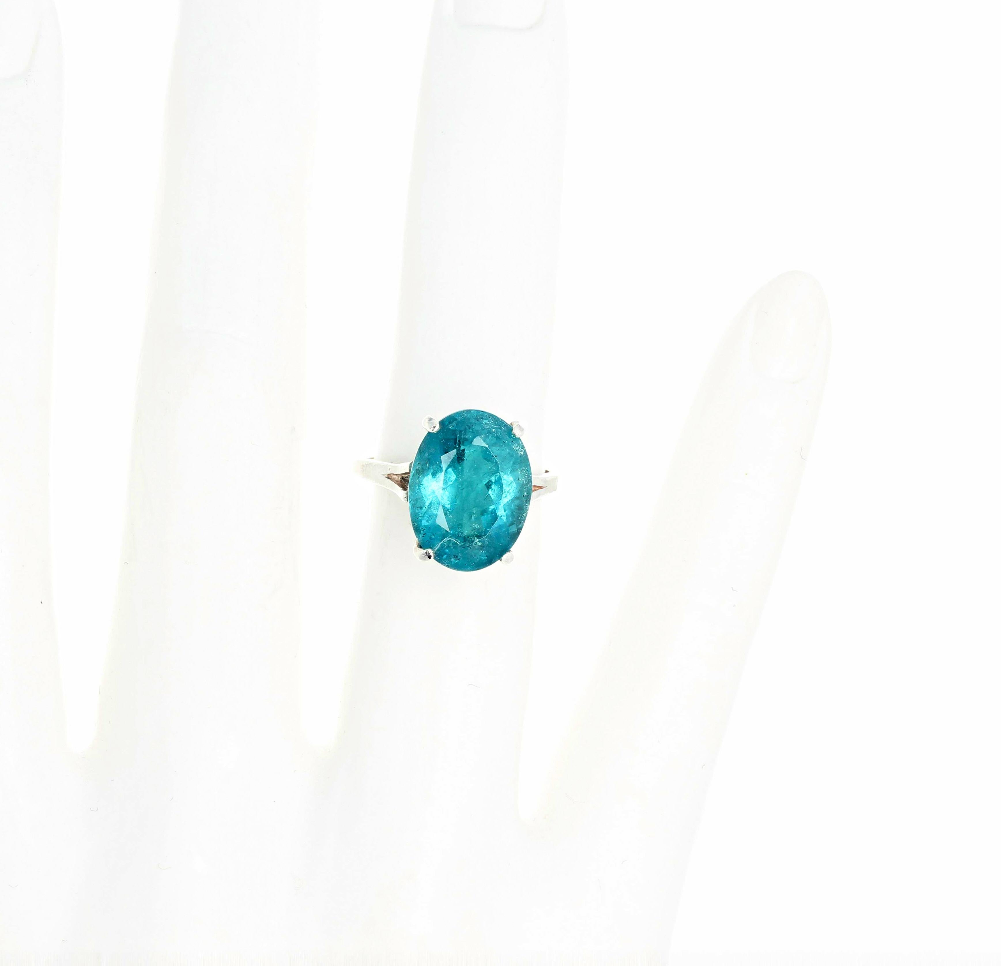 Gemjunky Rare 7.9 Cts Blue Indicolite Tourmaline Sterling Silver Cocktail Ring 4