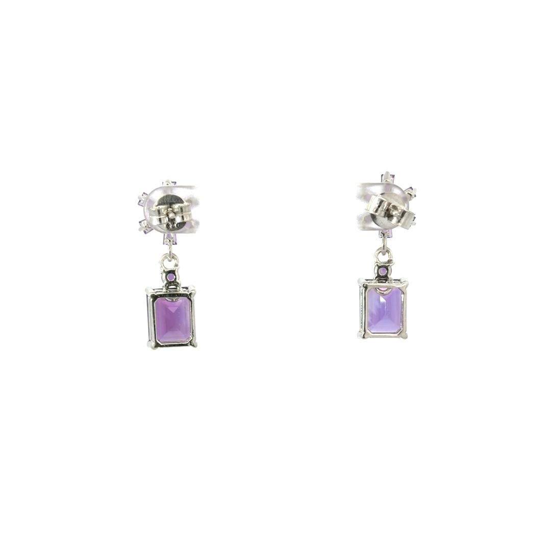 7.9 Carat Mixed Cut Amethyst Drop Sterling Silver Earrings for Mother For Sale 3