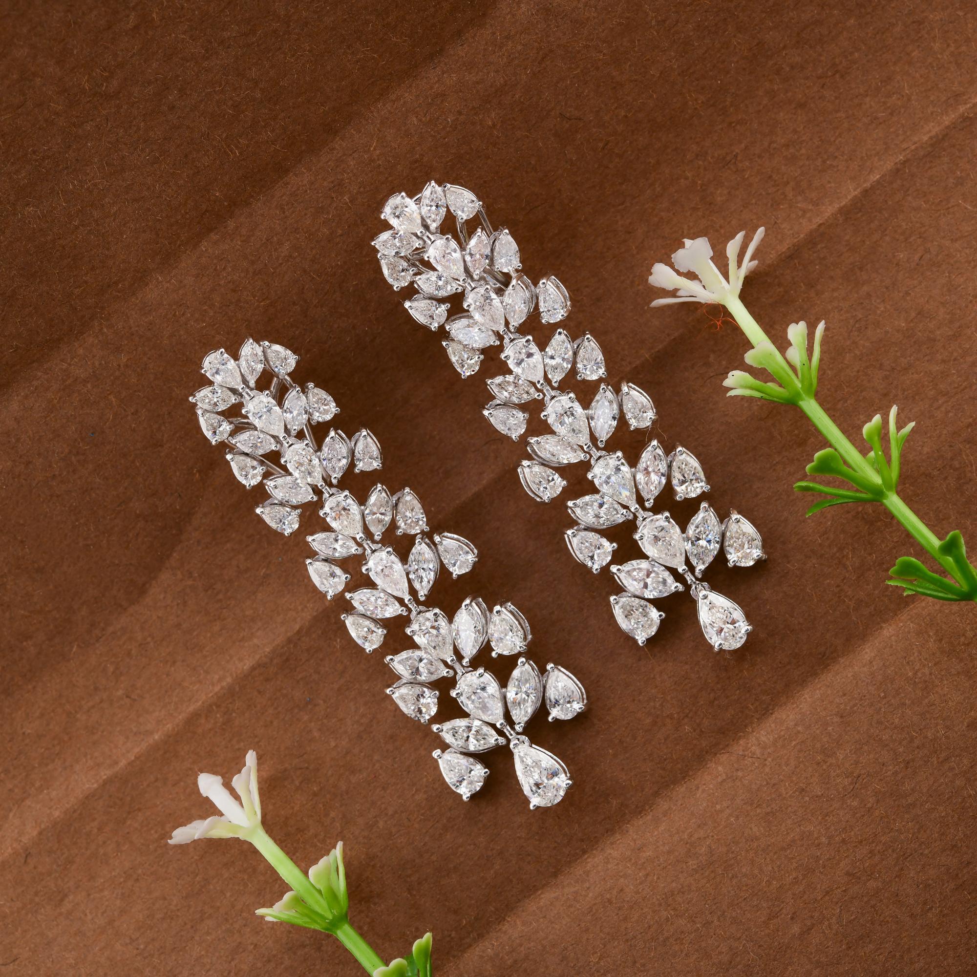 7.9 Karat SI/HI Ohrringe aus 14 Karat Weißgold mit birnenförmigen Diamanten im Marquise- Brillantschliff (Moderne) im Angebot