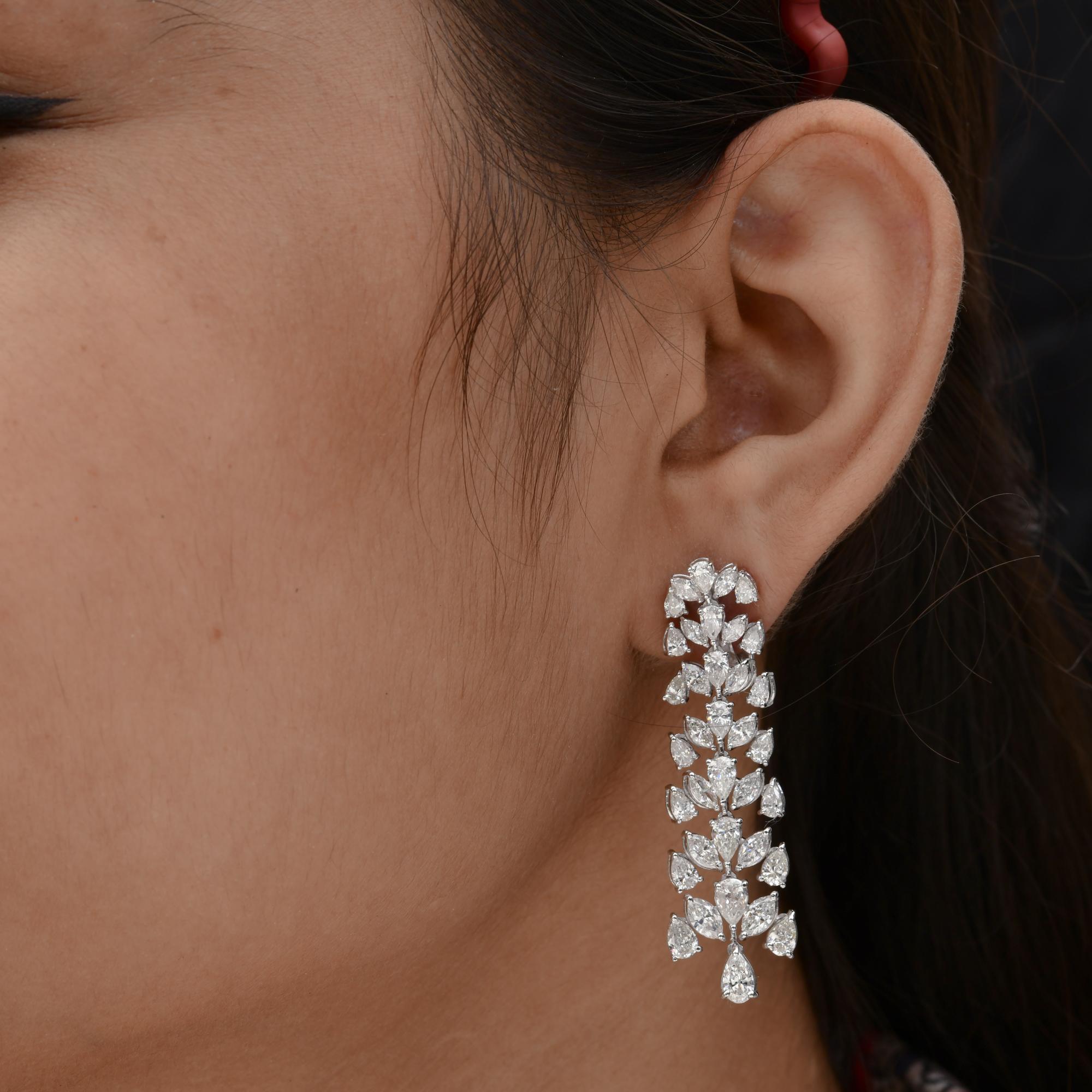 7.9 Karat SI/HI Ohrringe aus 14 Karat Weißgold mit birnenförmigen Diamanten im Marquise- Brillantschliff im Zustand „Neu“ im Angebot in Diera, Dubai