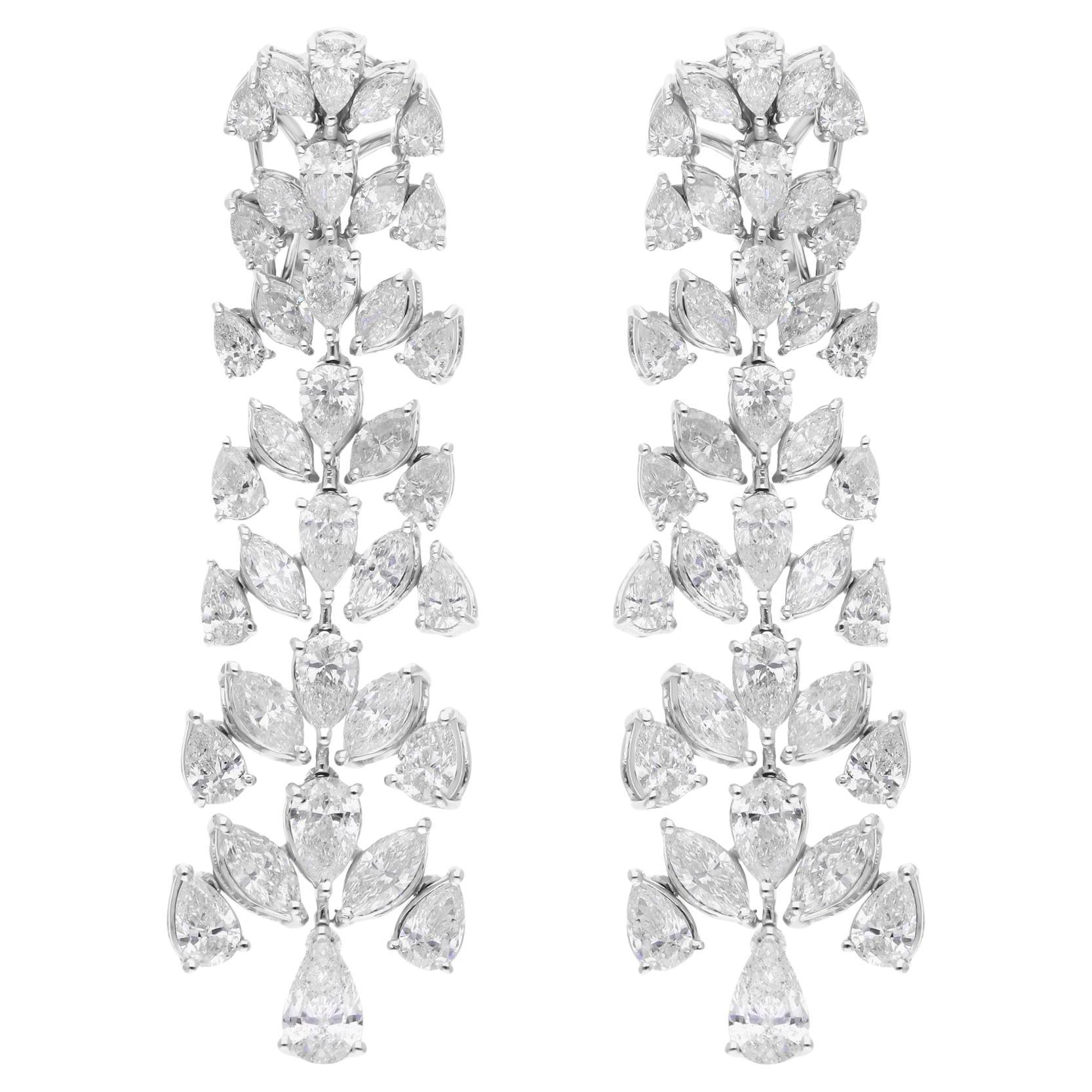 7.9 Carat SI/HI Pear Marquise Brilliant Cut Diamond Earrings 14 Karat White Gold