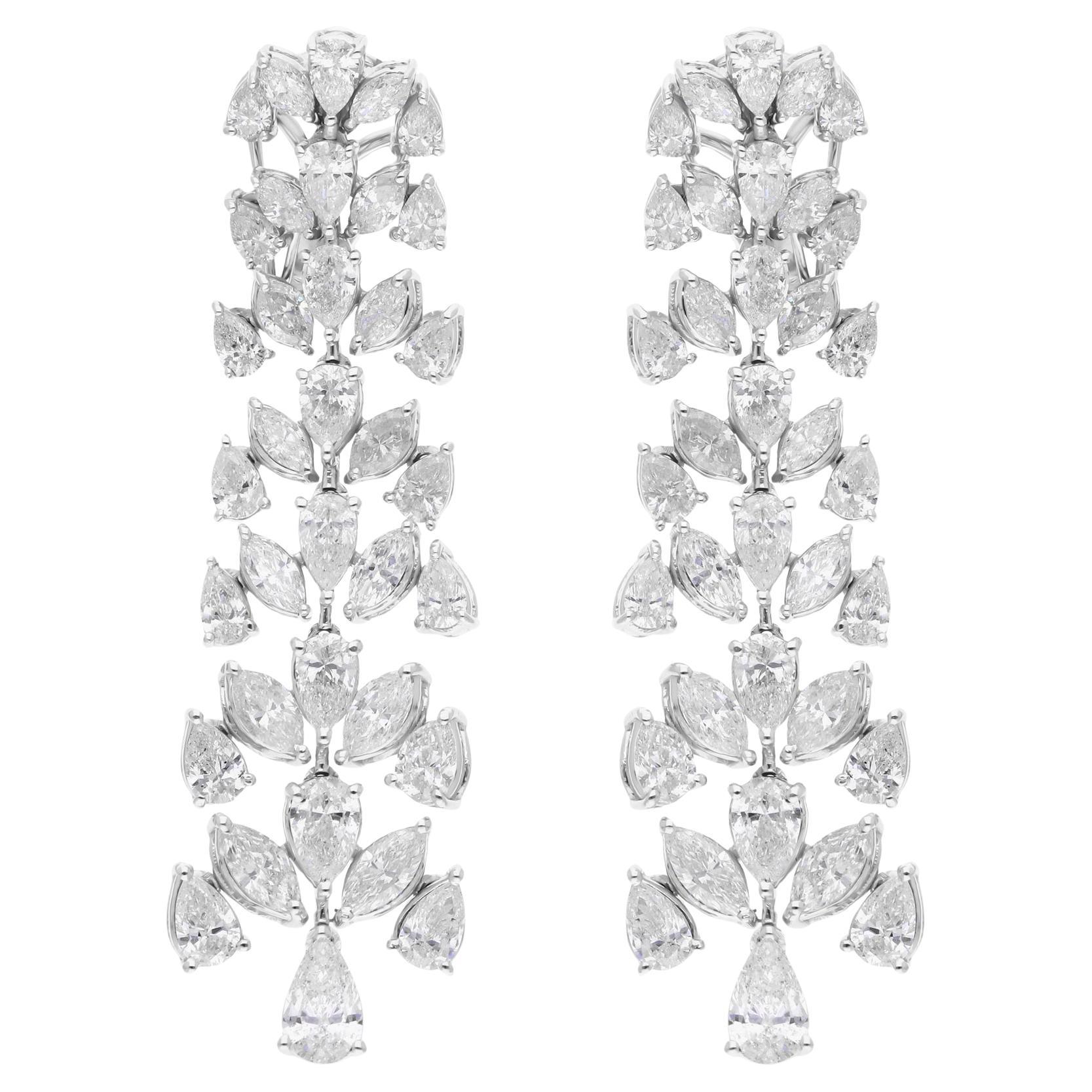 7.9 Carat SI/HI Pear Marquise Brilliant Cut Diamond Earrings 14 Karat White Gold For Sale