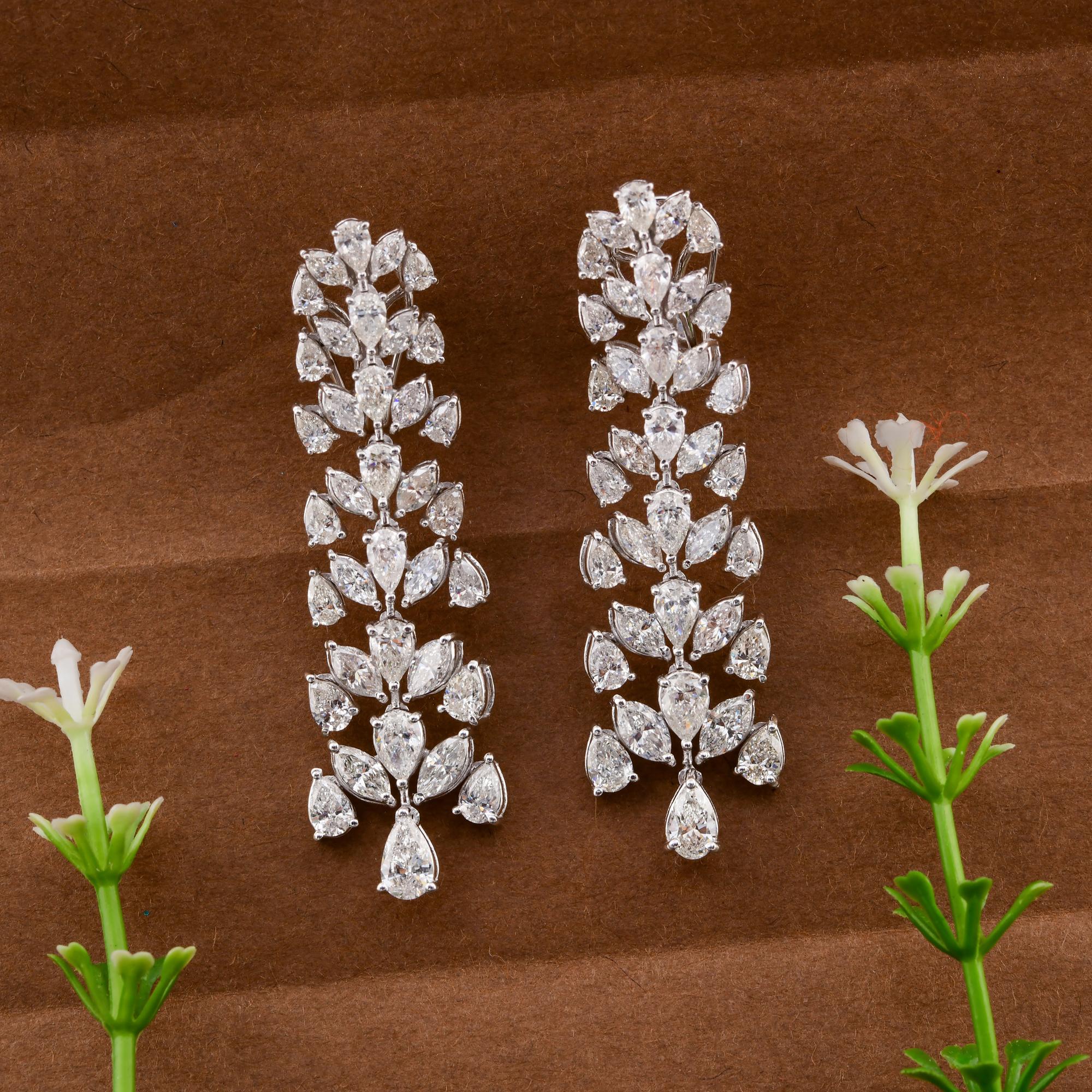 Pear Cut 7.9 Carat SI/HI Pear Marquise Brilliant Cut Diamond Earrings 18 Karat White Gold For Sale