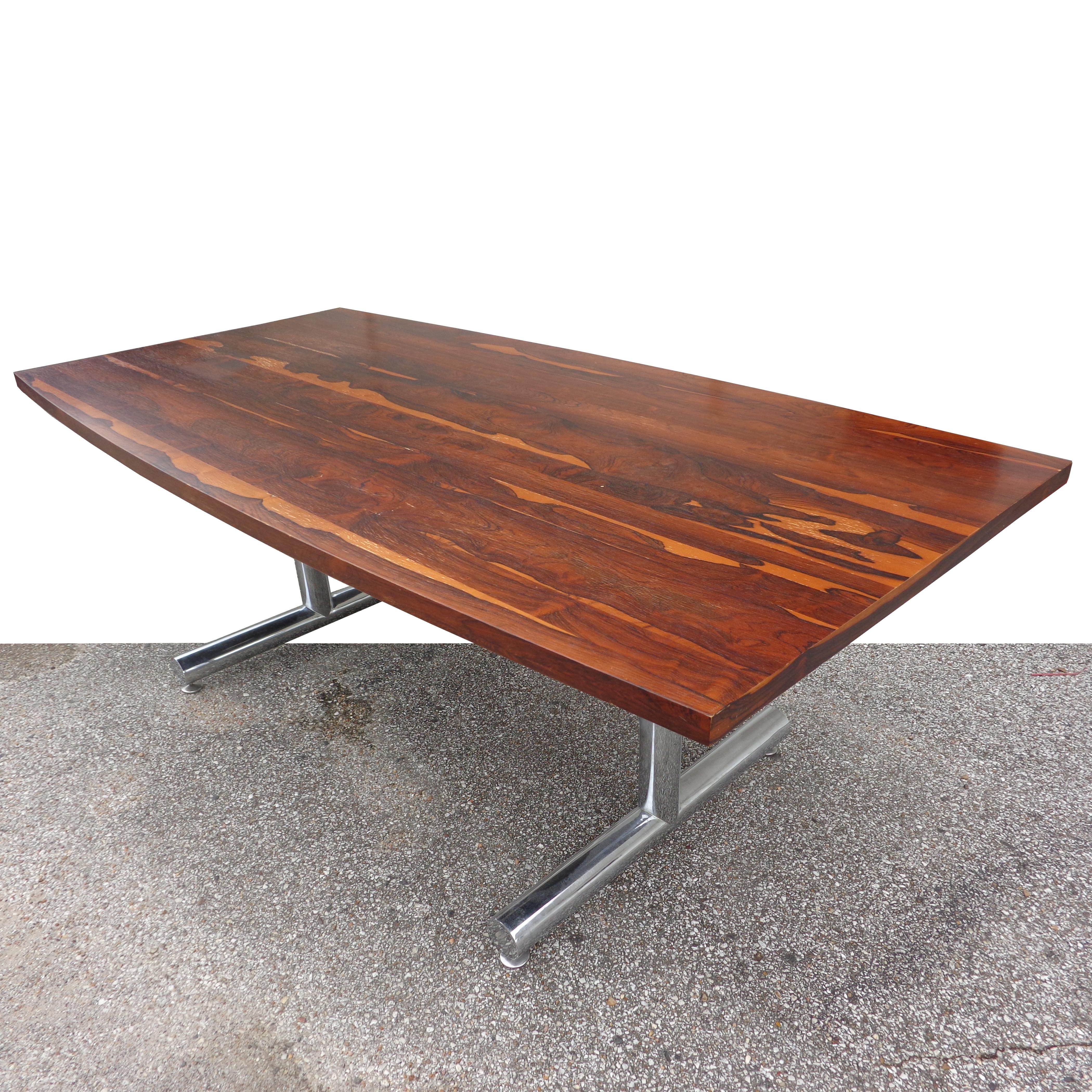 British Rosewood Chrome Table Desk by Tim Bates for Pieff Furniture For Sale