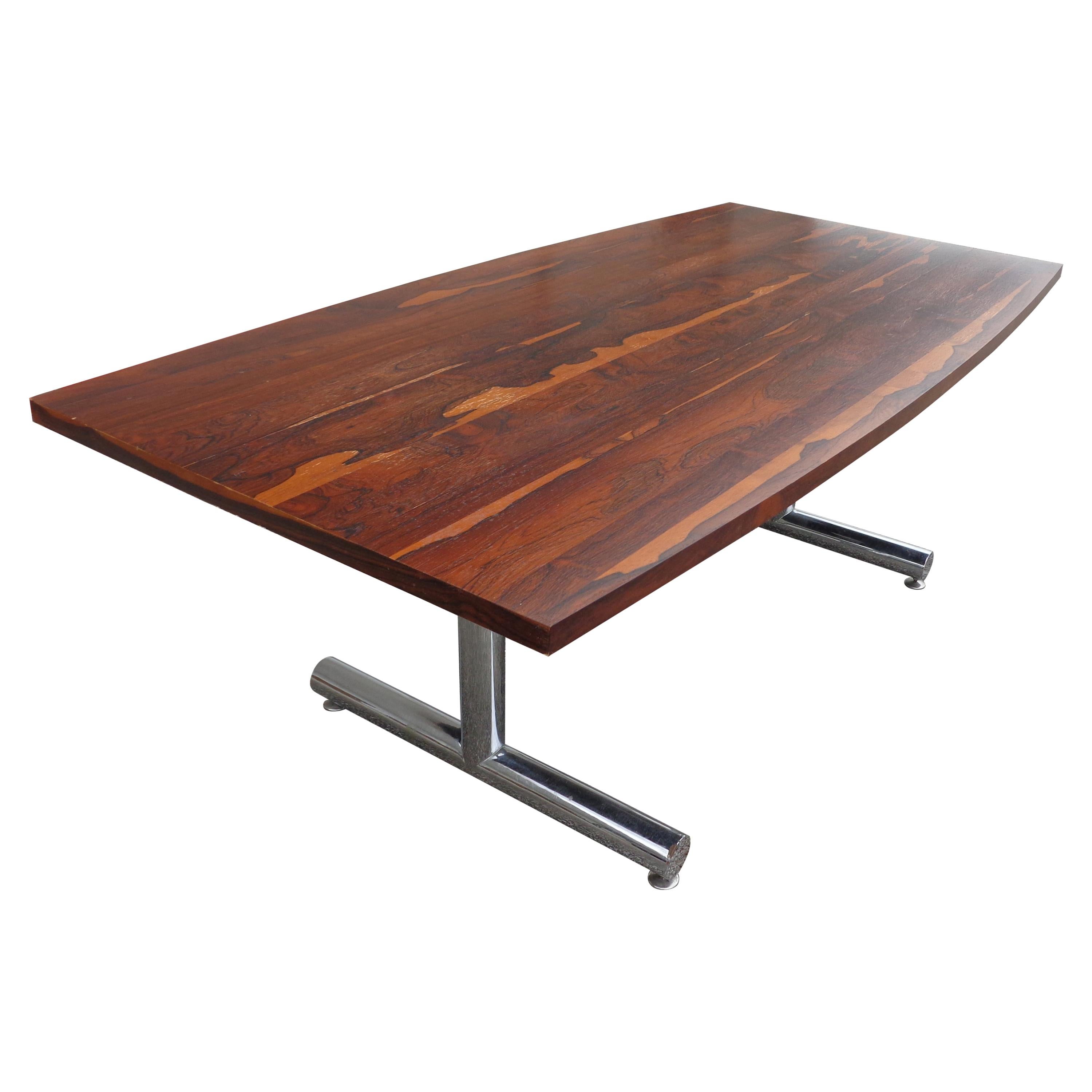 Rosewood Chrome Table Desk by Tim Bates for Pieff Furniture For Sale