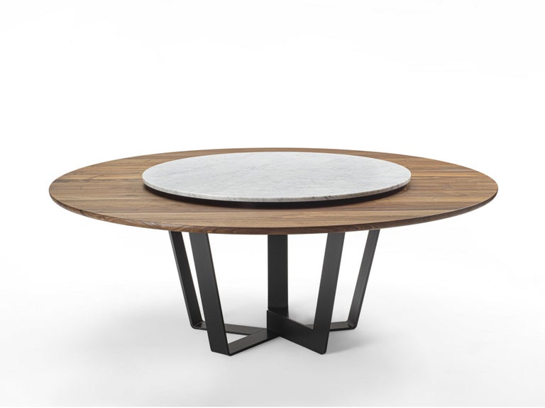 Runder Tisch aus massivem Nussbaumholz mit Lazy Susan aus Calacatta-Marmor  im Angebot bei 1stDibs | chinesischer tisch mit drehplatte kaufen,  chinesischer runder tisch mit drehplatte, chinesischer esstisch mit  drehplatte